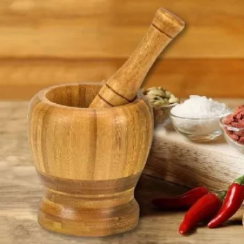 Premium Bamboo Mortar and Pestle