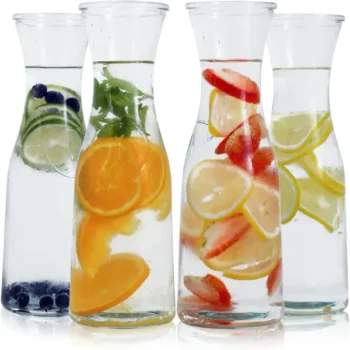 Glass Carafe with White Lids