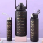 Black Themed Motivational Water Bottles 3Pcs Set 