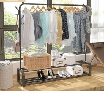 Clothing Rack With Lower Storage Shelf