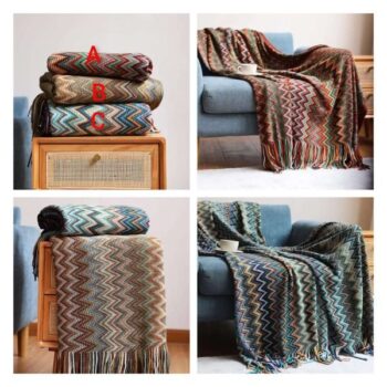Bohemian soft knit Blanket with Tassel
