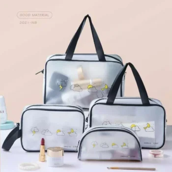 Women 4pc set Transparent Necessary Cosmetic Bag 