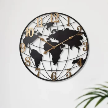 Large World Map Wall Clock for Living Room