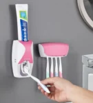 Wall Mounted Toothbrush Holder with Automatic Toothpaste Dispenser