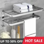 Foldable Towel Rack with Hooks