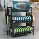 3-Tier Dish Rack with Cutlery and Chopping Board Holder