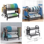 High Quality Heavy Duty 2 Tier Dish Rack with Cutlery Holder