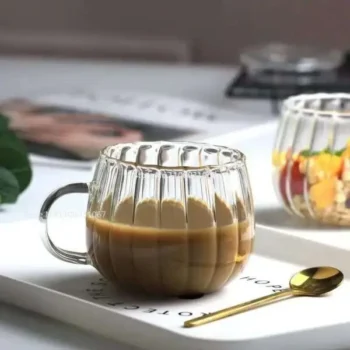 Stripped Pumpkin shape borosilicate cups 2pcs